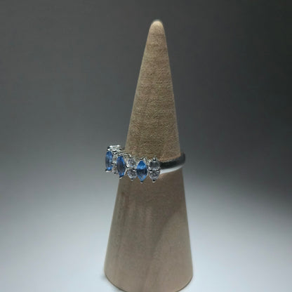 Silver ring with zirconia stones shaped like a crown