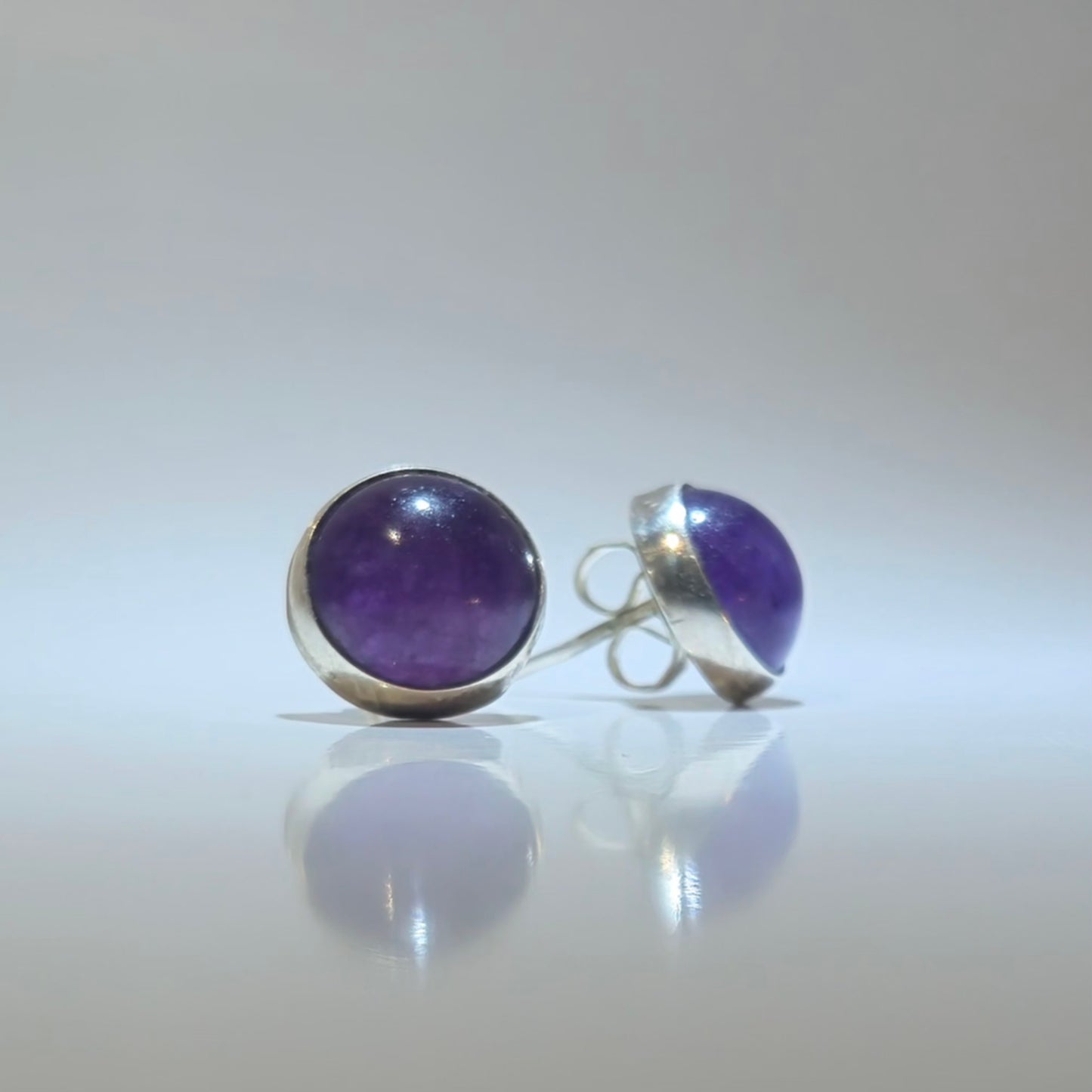 Purple Amethyst earrings with silver edge