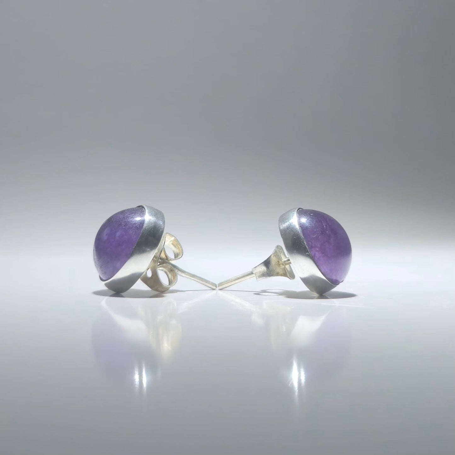 Purple Amethyst earrings with silver edge